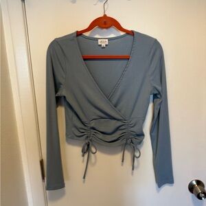 ❤️‍🔥 4 for $25 SALE: Women's Light Blue Cropped Wrap Top